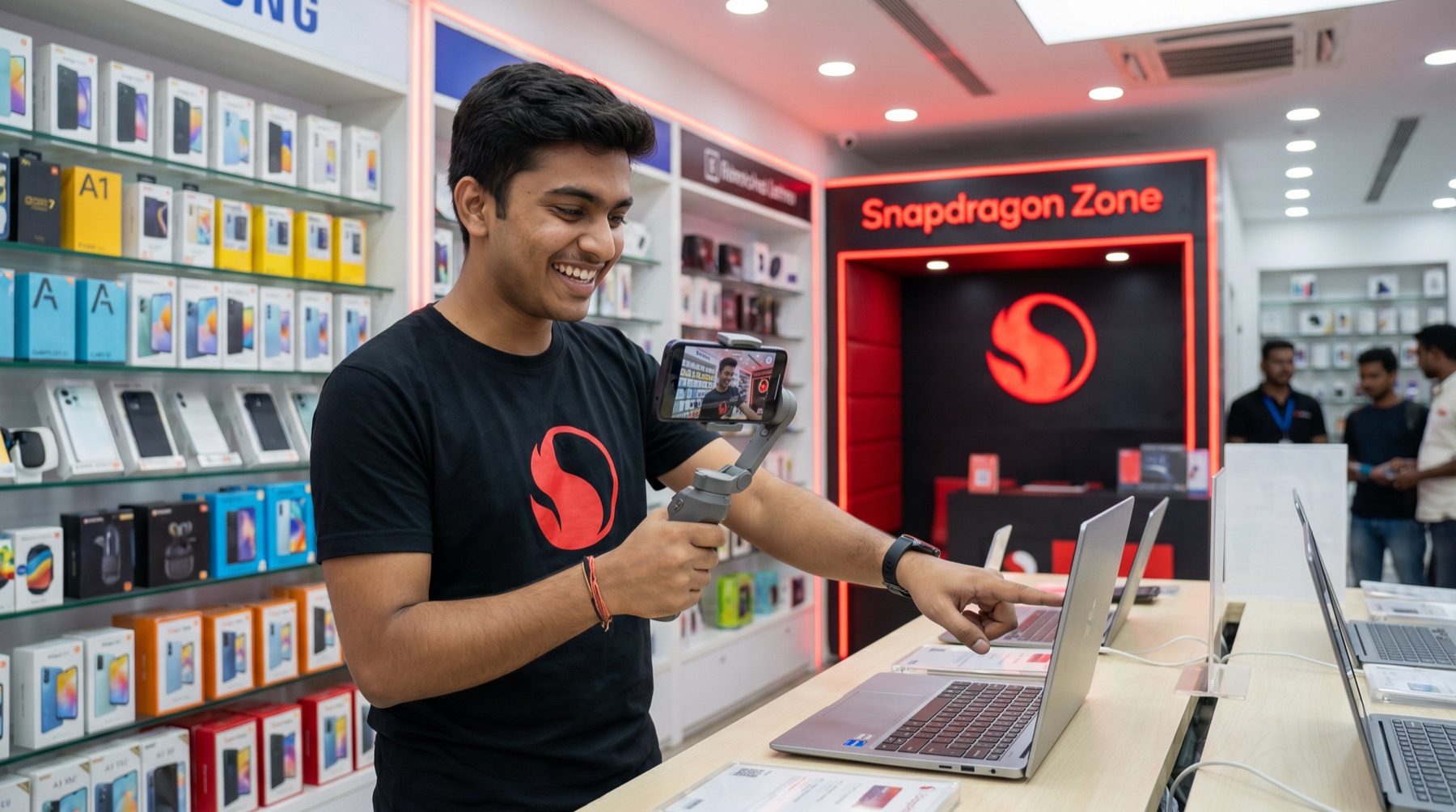 Ambassador making content in store